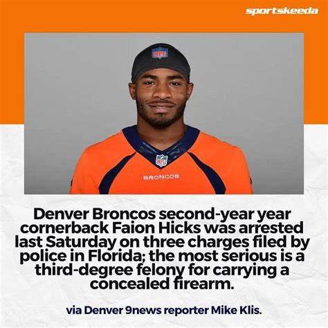 Broncos CB Faion Hicks arrested in Florida, charged with felony related to concealed weapon